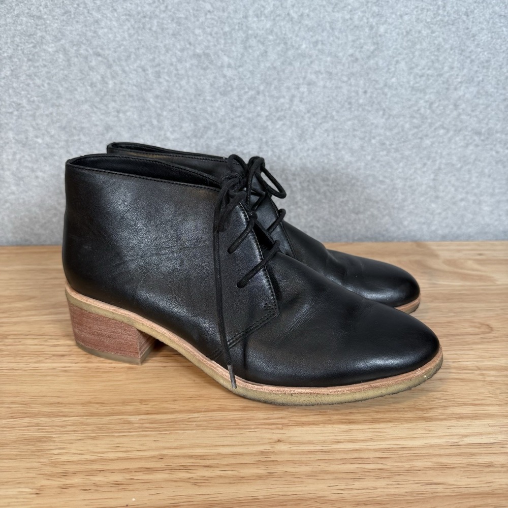 Clarks Black Leather Lace-Up Ankle Boots
